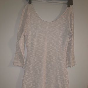 White scoop neck mini sweater dress